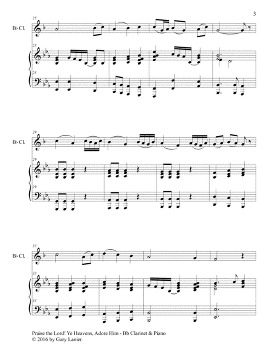 PRAISE THE LORD! YE HEAVENS, ADORE HIM (Duet – Bb Clarinet & Piano with Score/Part) image number null