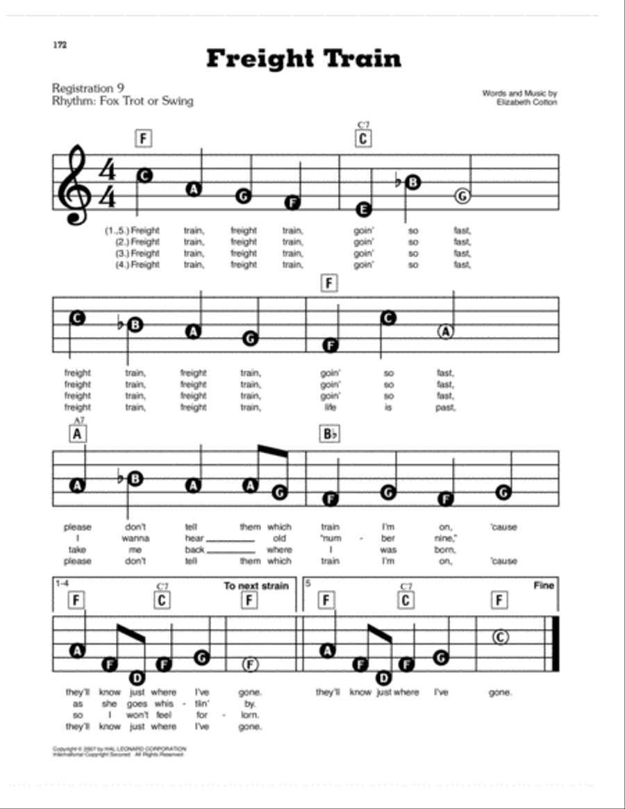 Freight Train Electronic Keyboard scores gallery preview page 1