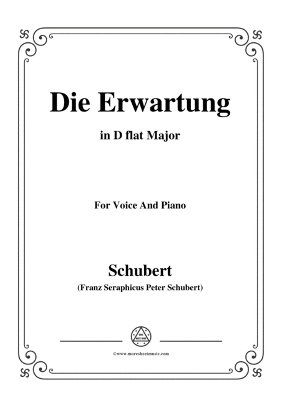 Schubert-Die Erwartung,Op.116,in D flat Major,for Voice&Piano Voice scores gallery preview page 1