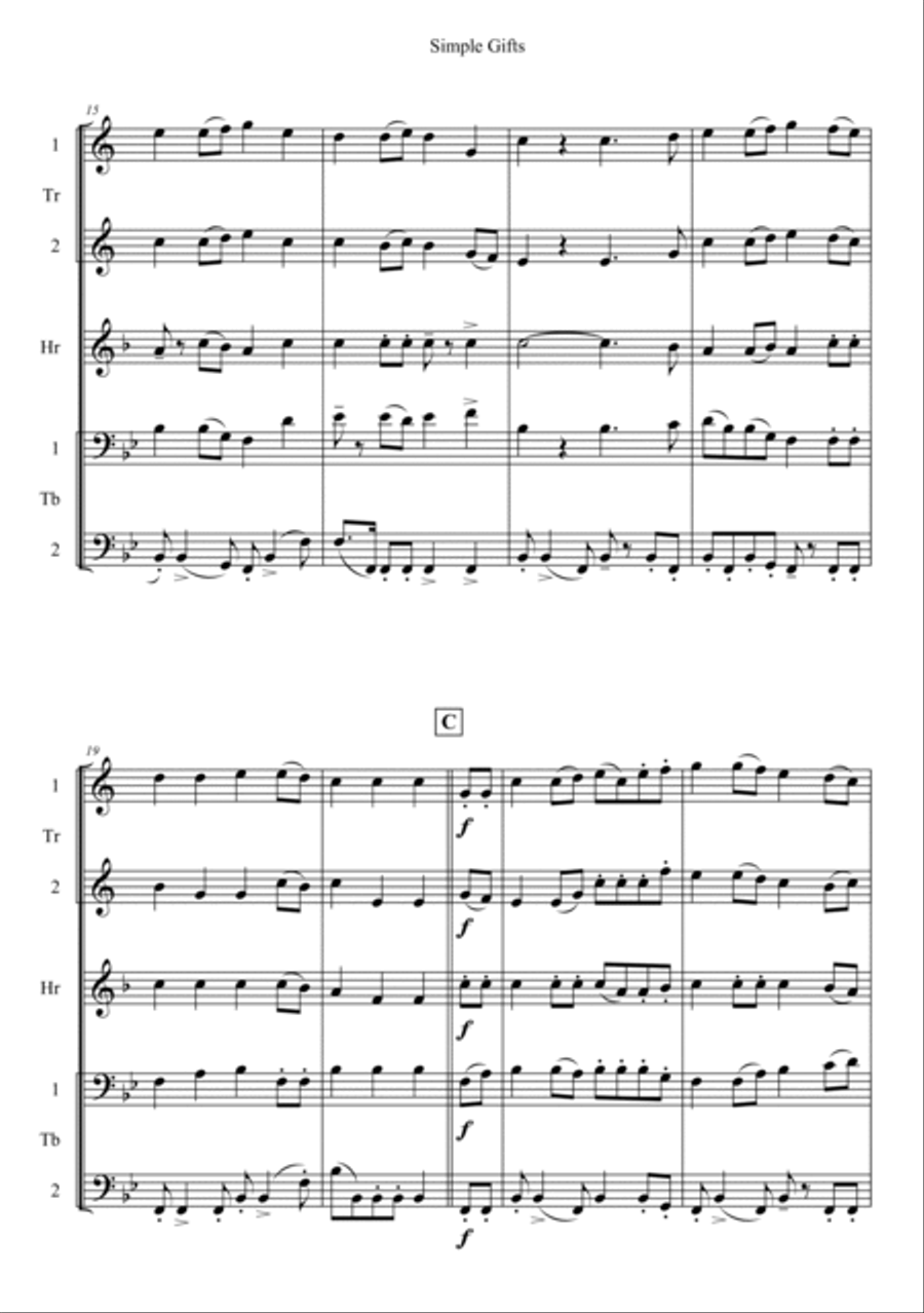 Simple Gifts Horn scores gallery preview page 3