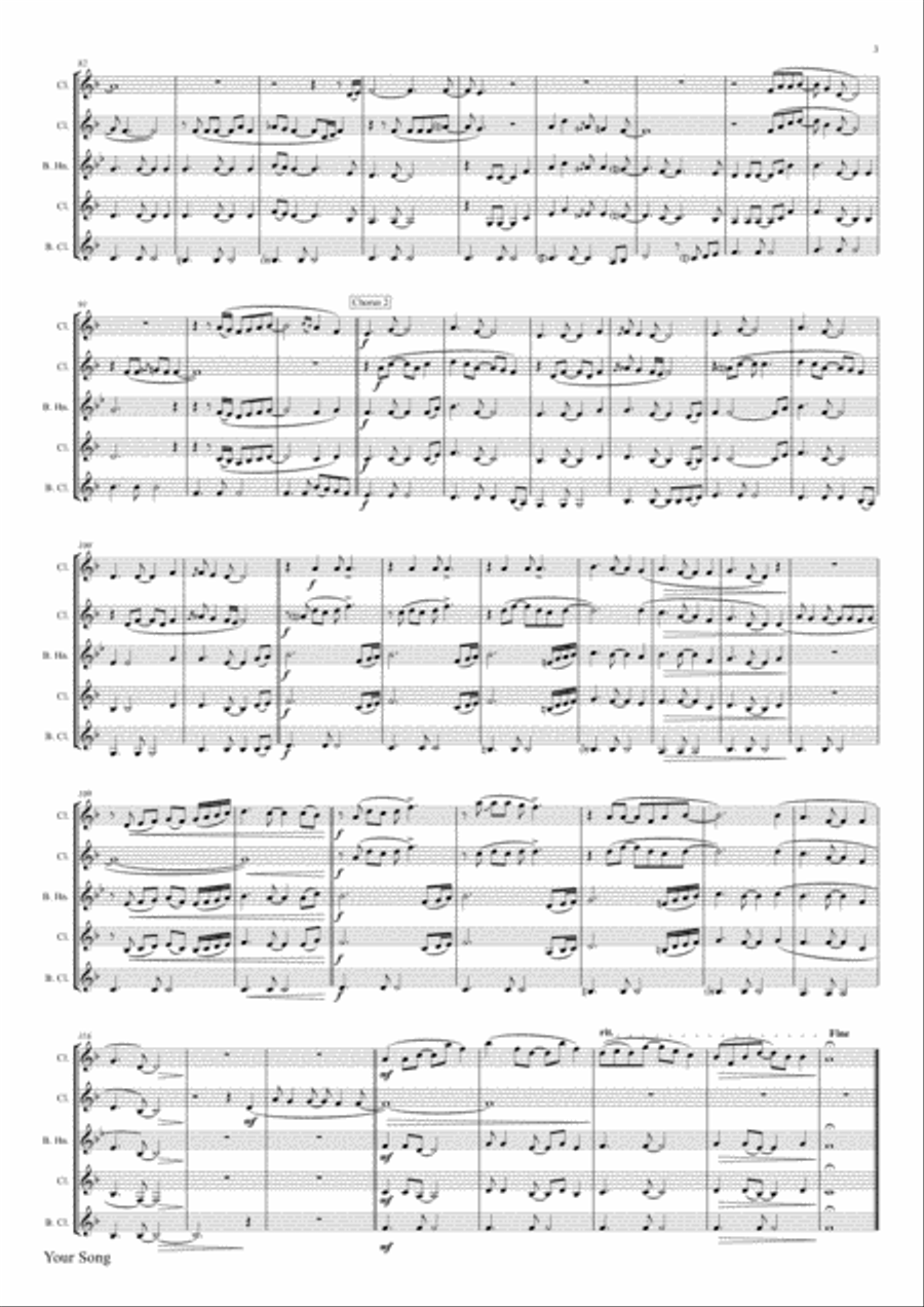 Your Song Clarinet Quartet scores gallery preview page 4