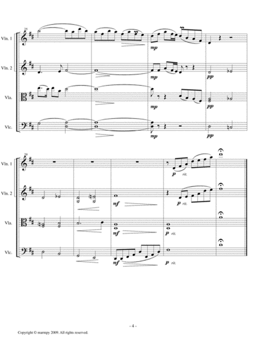 New World Symphony 2nd Movement by Dvorak (arranged for String Quartet)