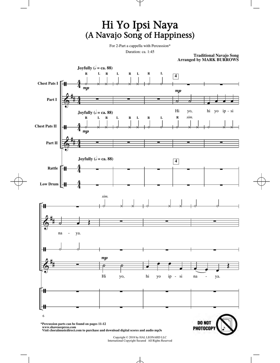 Hi Yo Ipsi Naya (arr. Mark Burrows) 2-Part scores gallery preview page 1