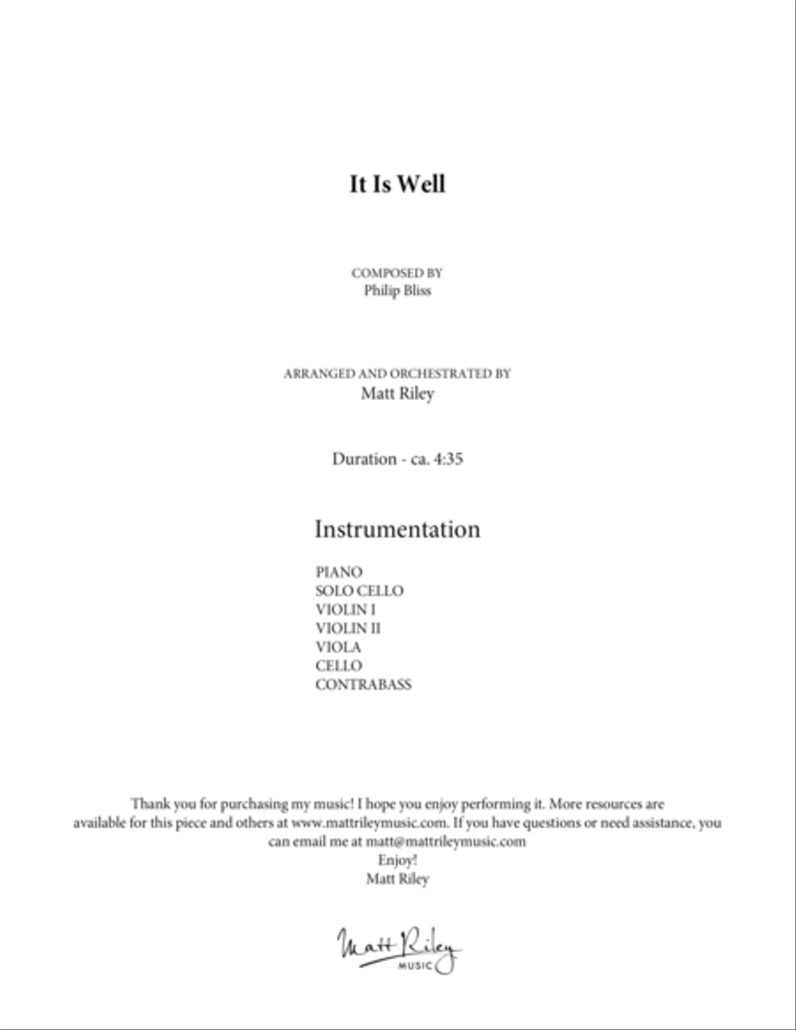 It Is Well - Piano, Solo Cello and Strings String Orchestra scores gallery preview page 2