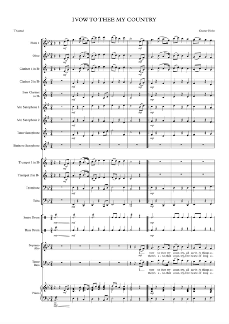 I Vow To Thee My Country 4-Part scores gallery preview page 1
