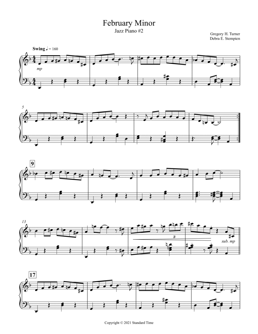 February Minor Piano Solo (Jazz Piano #2) for Intermediate Jazz Instruction image number null