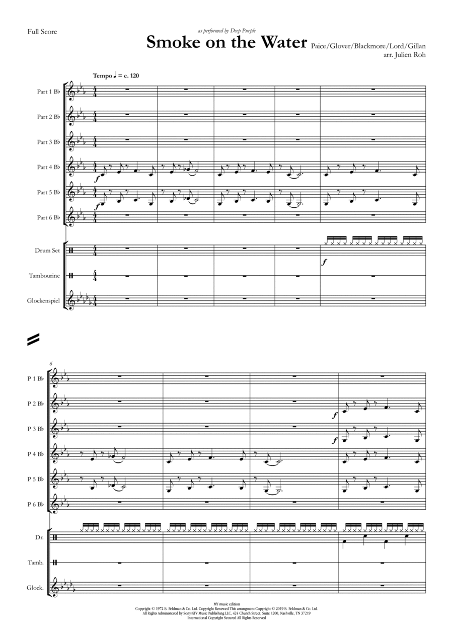 Smoke On The Water Concert Band scores gallery preview page 1