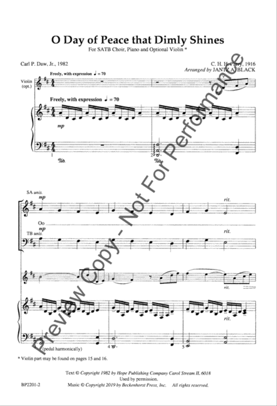 O Day of Peace That Dimly Shines 4-Part scores gallery preview page 3