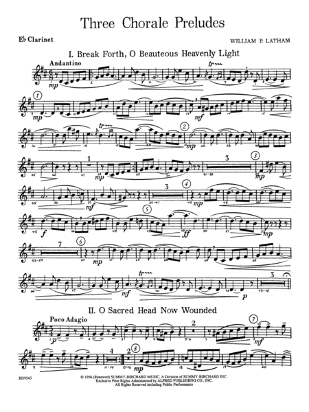 Three Chorale Preludes: E-flat Soprano Clarinet