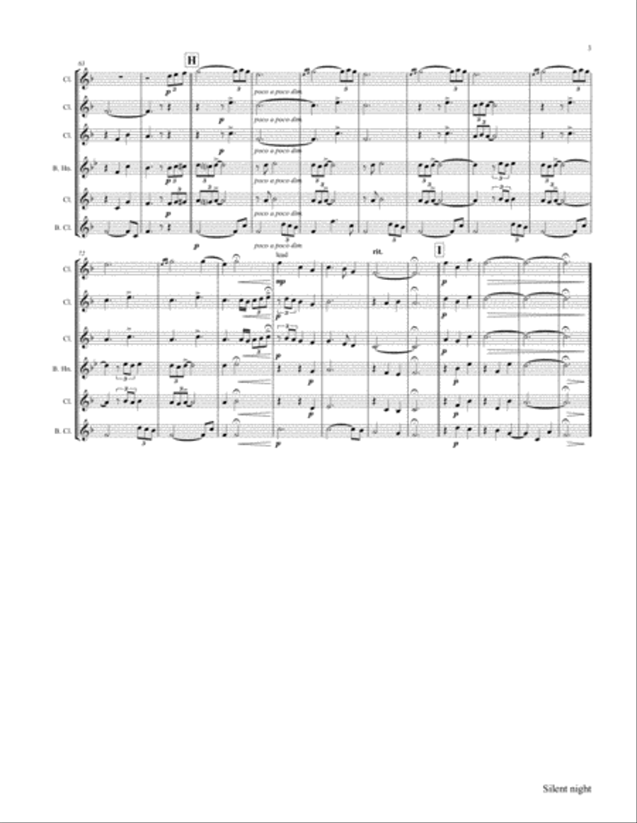 Silent Night - Stille Nacht - Jazz Waltz - Clarinet Quintet Clarinet Quintet scores gallery preview page 3