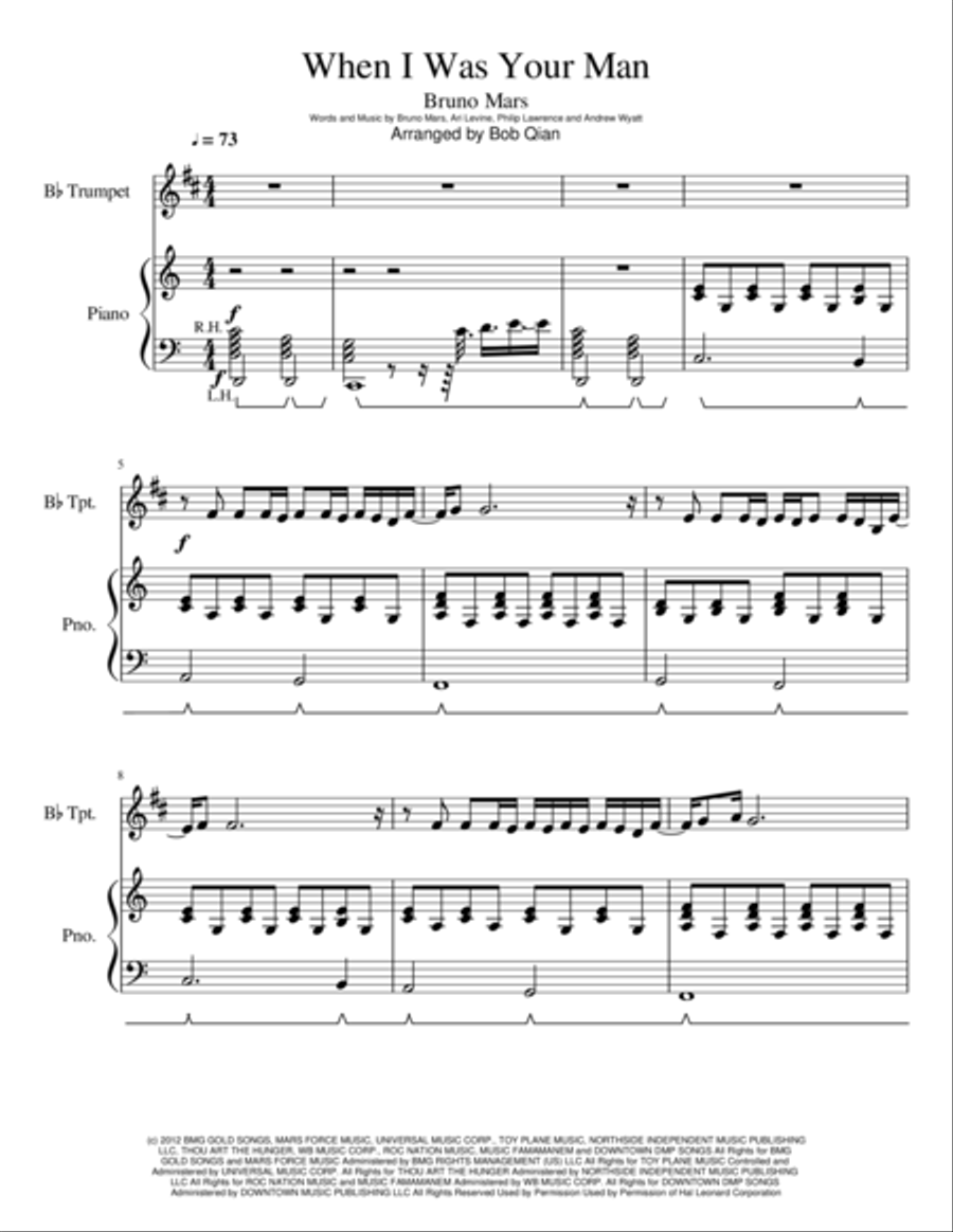 When I Was Your Man Trumpet Solo scores gallery preview page 1