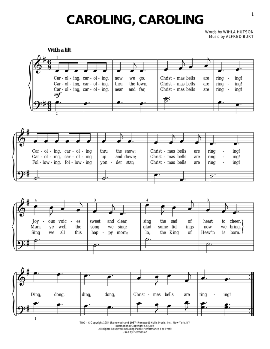 Caroling, Caroling Easy Piano scores gallery preview page 1