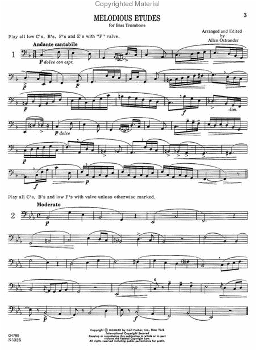 Melodious Etudes For Bass Trombone Trombone scores gallery preview page 2