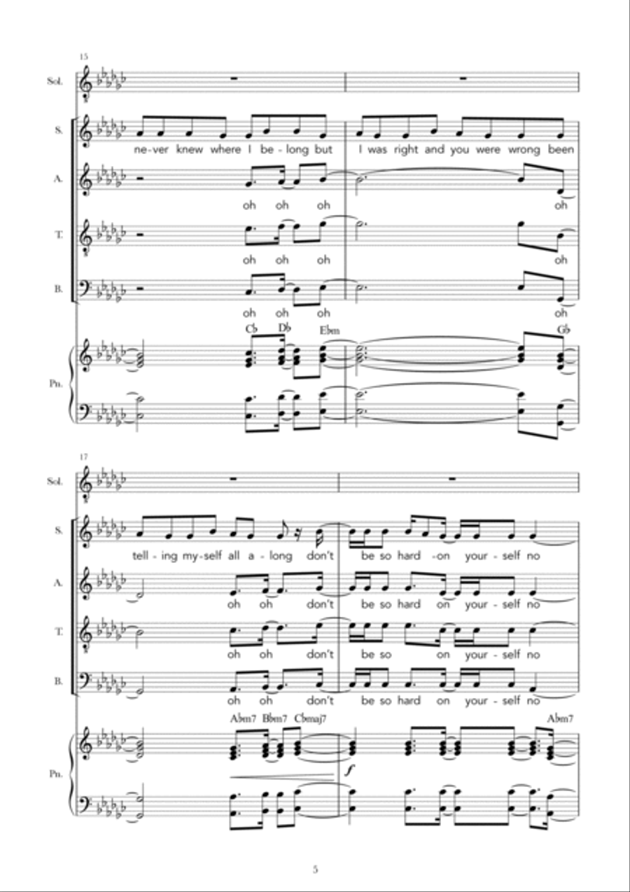Don't Be So Hard On Yourself 4-Part scores gallery preview page 5