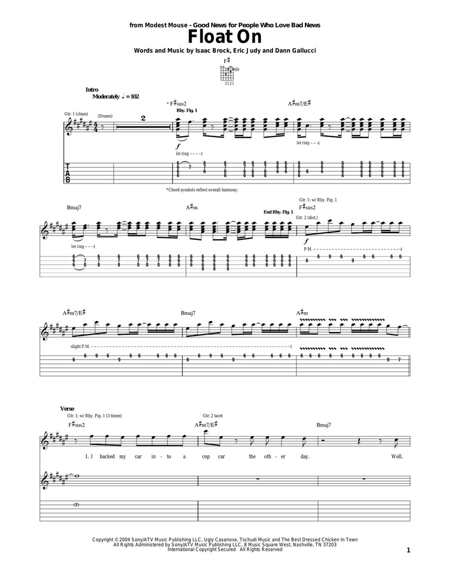 Float On Acoustic Guitar scores gallery preview page 1