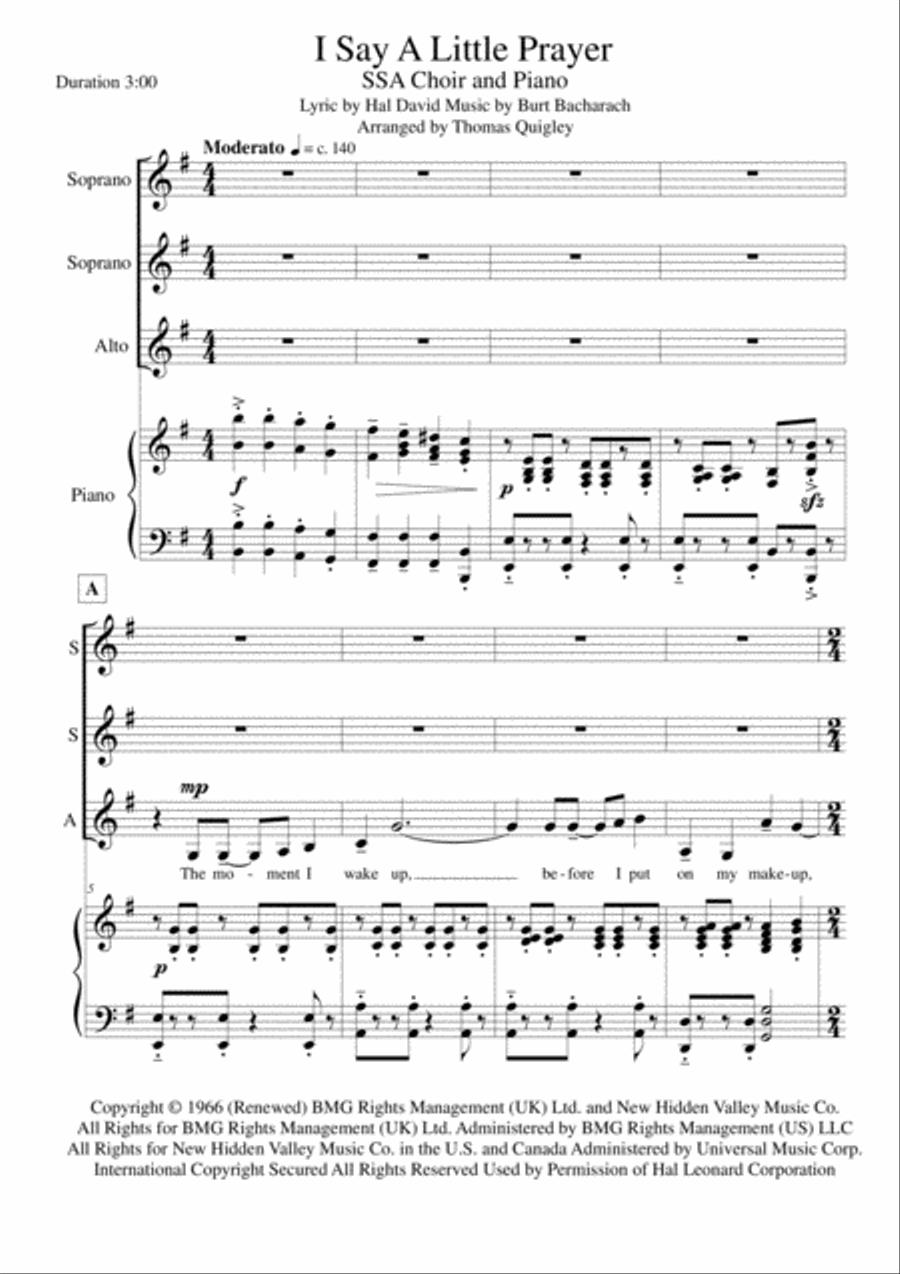 I Say A Little Prayer SSA scores gallery preview page 1