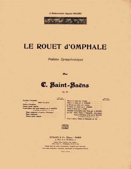 Rouet d'Omphale Poeme Symphonique opus 31