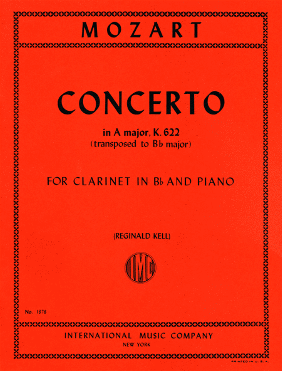 Concerto In A Major, K. 622 (Authentic Edition): Edition For Clarinet In B Flat B-Flat Clarinet scores gallery preview page 1