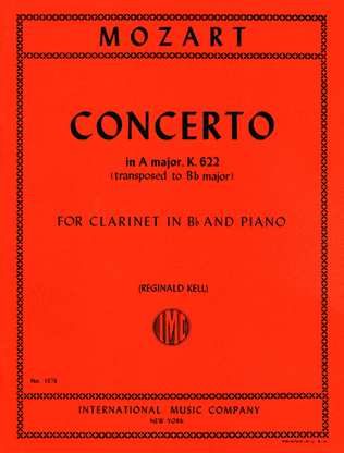 Book cover for Concerto In A Major, K. 622 (Authentic Edition): Edition For Clarinet In B Flat