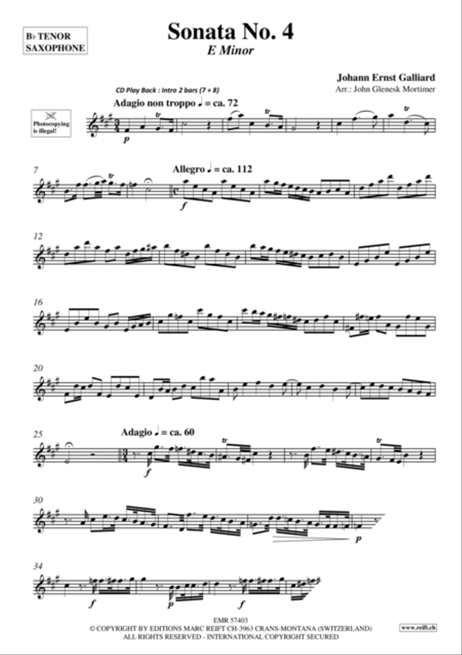 Sonata No. 4 Tenor Saxophone scores gallery preview page 3