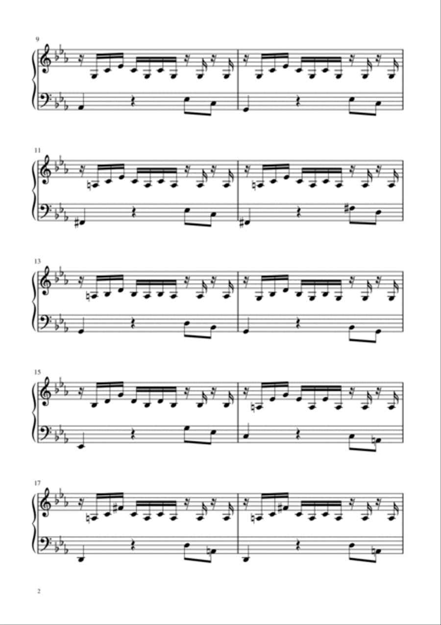 Bach - Prelude in C minor - BWV 999 Piano Solo scores gallery preview page 2