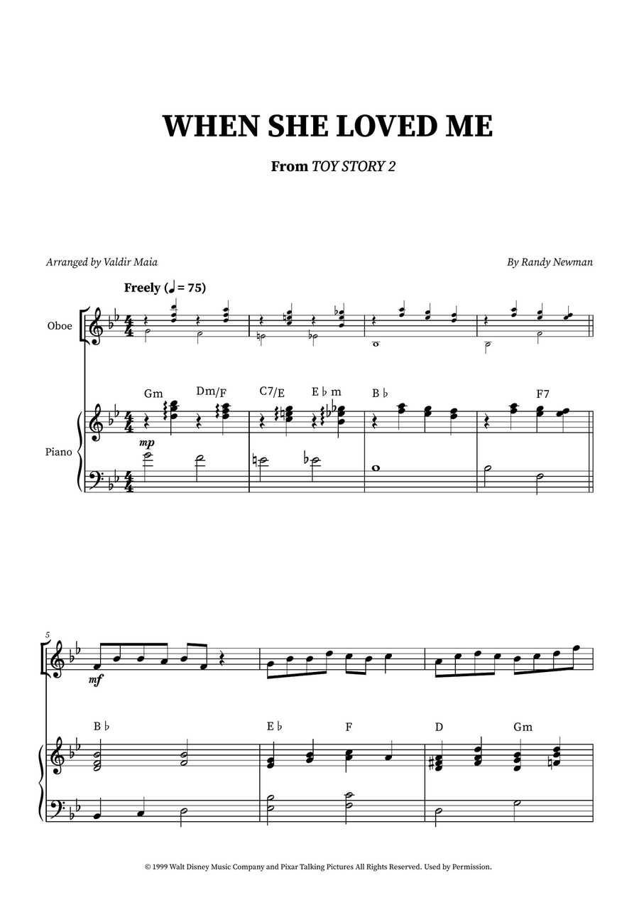 When She Loved Me Piano scores gallery preview page 1