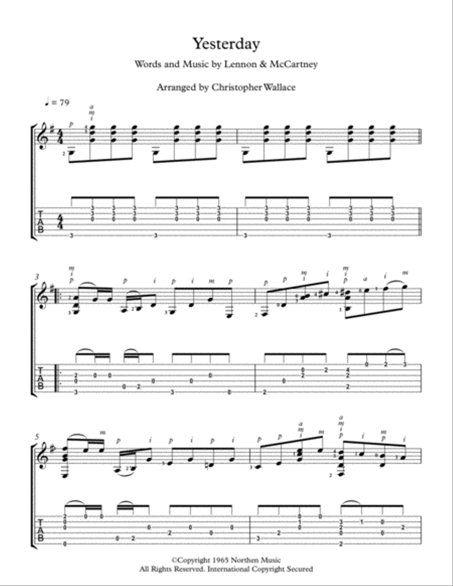 Yesterday Guitar Solo scores gallery preview page 1