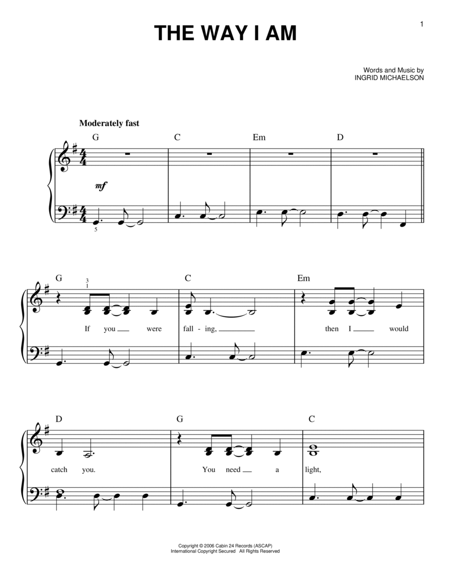 The Way I Am The Way I Am Easy Piano scores gallery preview page 1