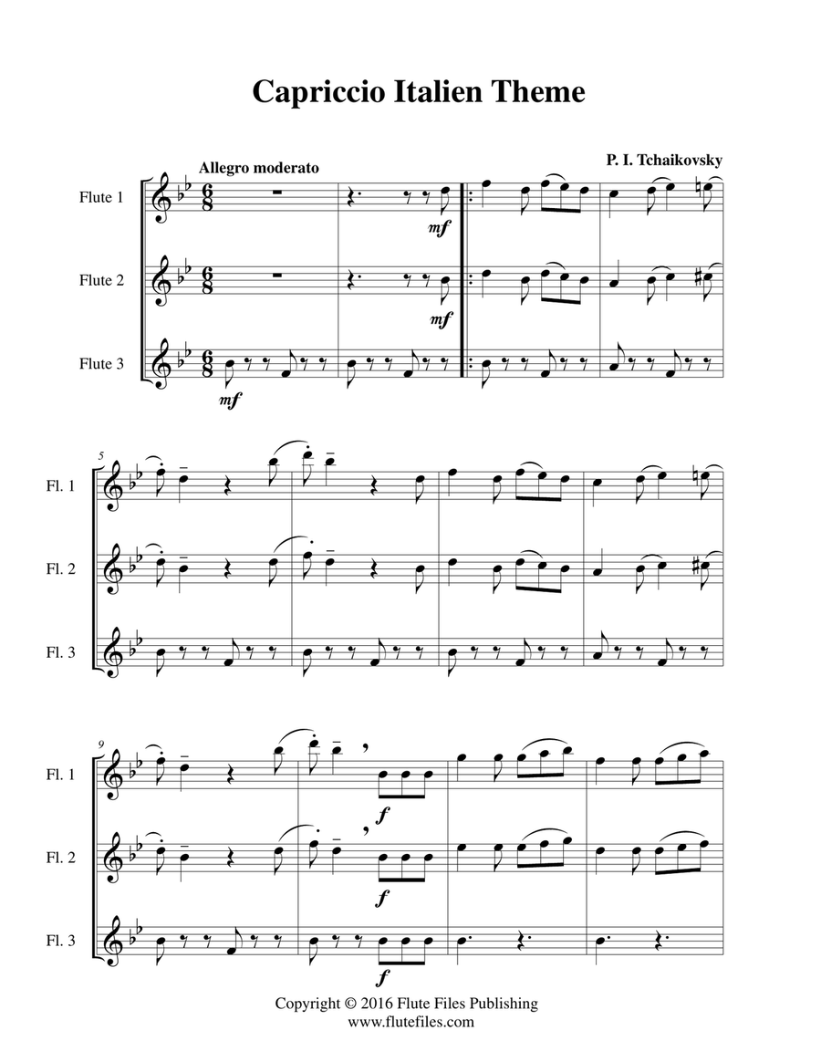 Capriccio Italien Theme - Flute Trio Flute Trio scores gallery preview page 3