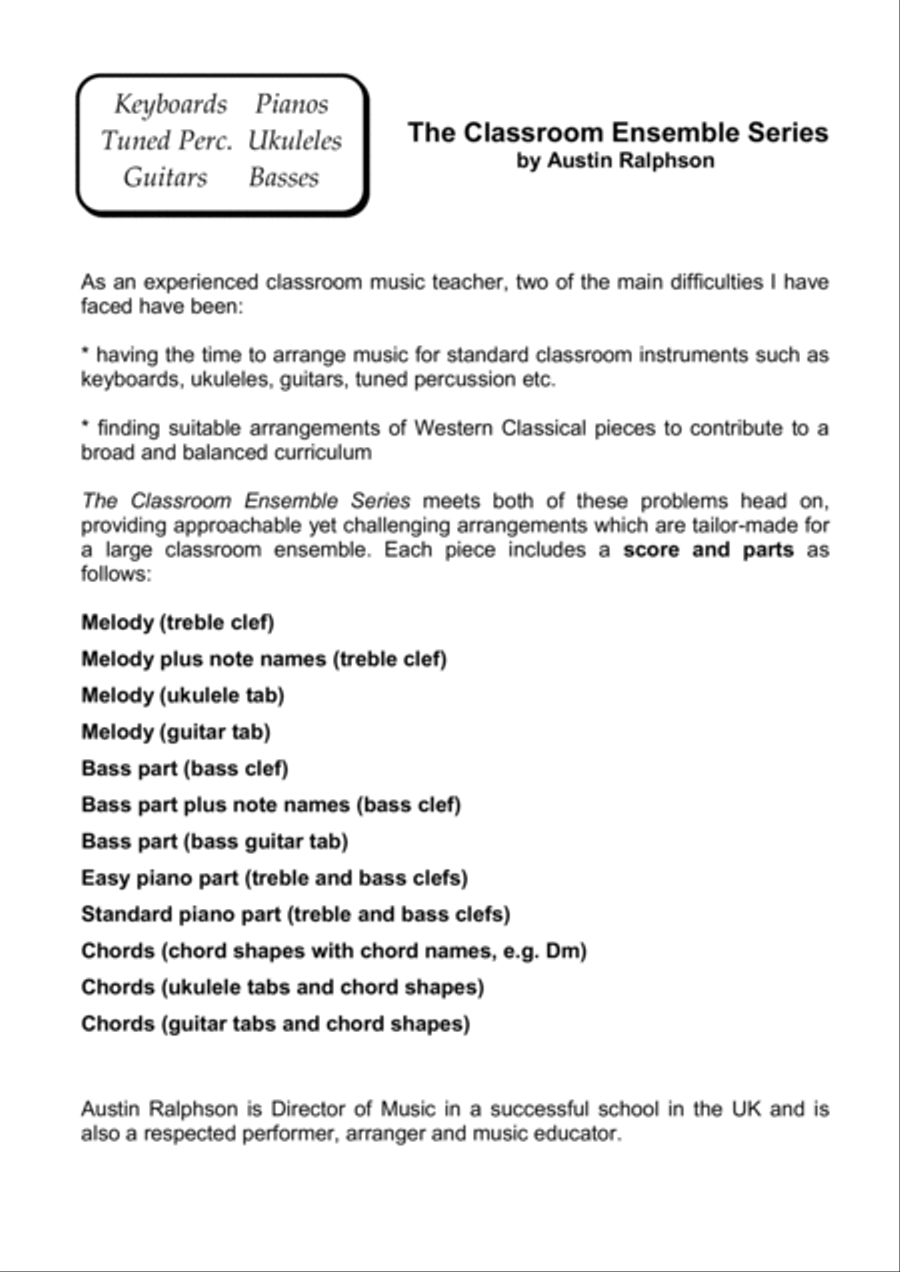 VOLUME 2: Western Classical Music Classroom Ensemble Pack (4 pieces) with backing tracks Bassoon scores gallery preview page 4