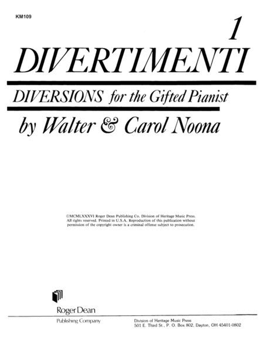 Gifted Pianist: Divertimenti, Book 1