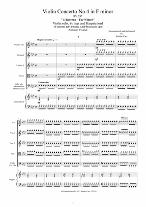 Vivaldi - Violin Concerto No.4 in F minor (Winter) RV 297 Op.8 for Violin, Strings and Harpsichord