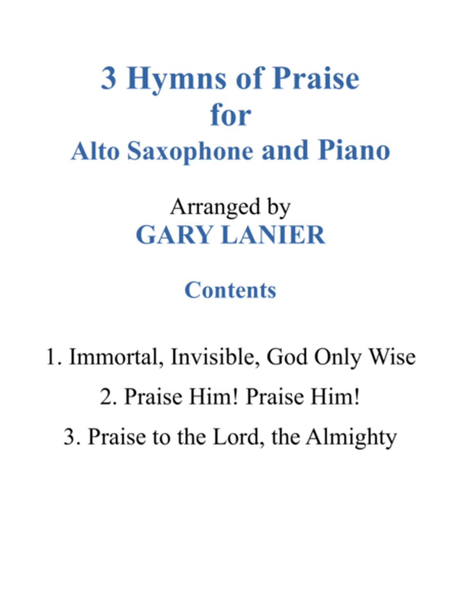 Gary Lanier: 3 HYMNS of PRAISE (Duets for Alto Sax & Piano) image number null