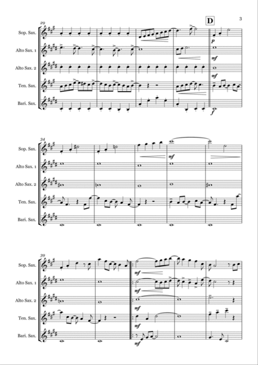 Eleanor Rigby Saxophone Quintet scores gallery preview page 3