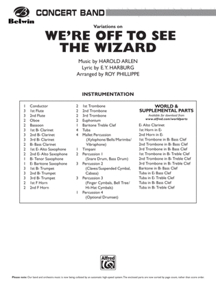 We're Off to See the Wizard, Variations on: Score