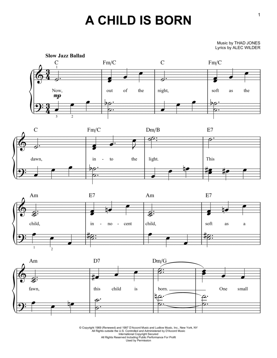 A Child Is Born A Child Is Born Easy Piano scores gallery preview page 1