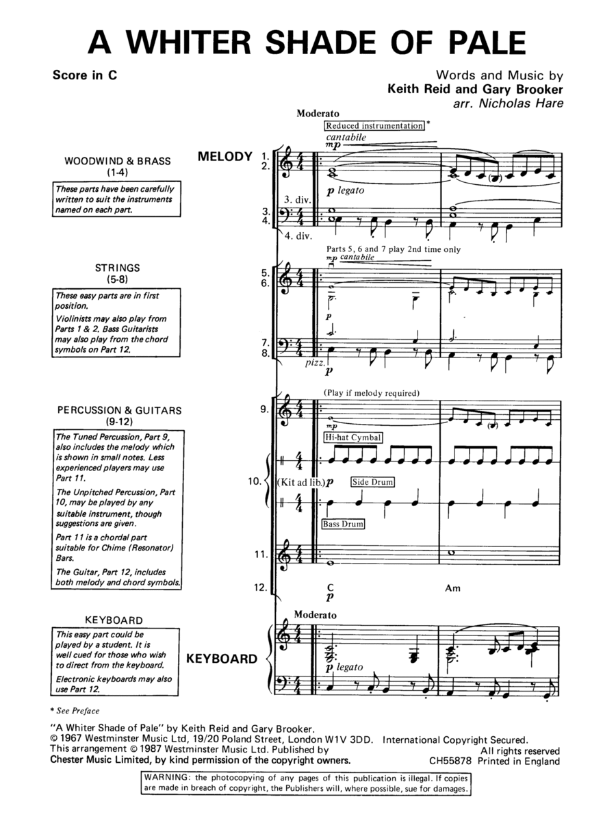 A Whiter Shade Of Pale School and Community scores gallery preview page 1