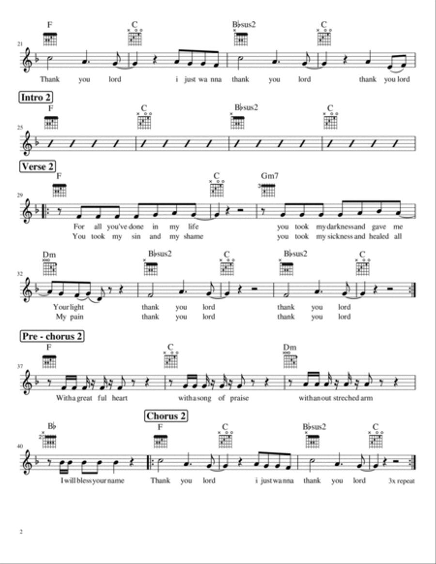 Thank You, Lord Piano, Vocal, Guitar scores gallery preview page 2