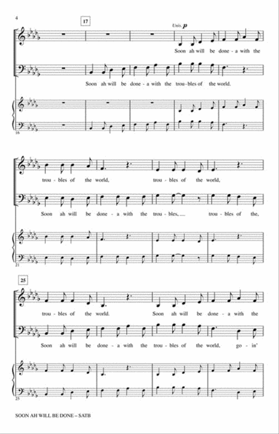 Soon Ah Will Be Done 4-Part scores gallery preview page 3