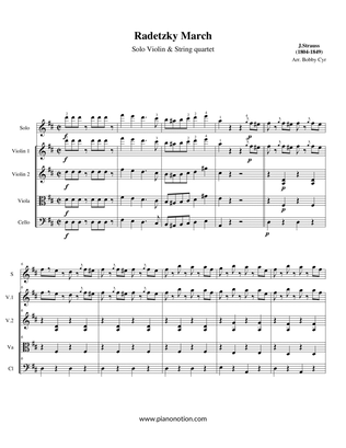 Book cover for Radetzky March (Solo Violin & String quartet) Scores & Parts