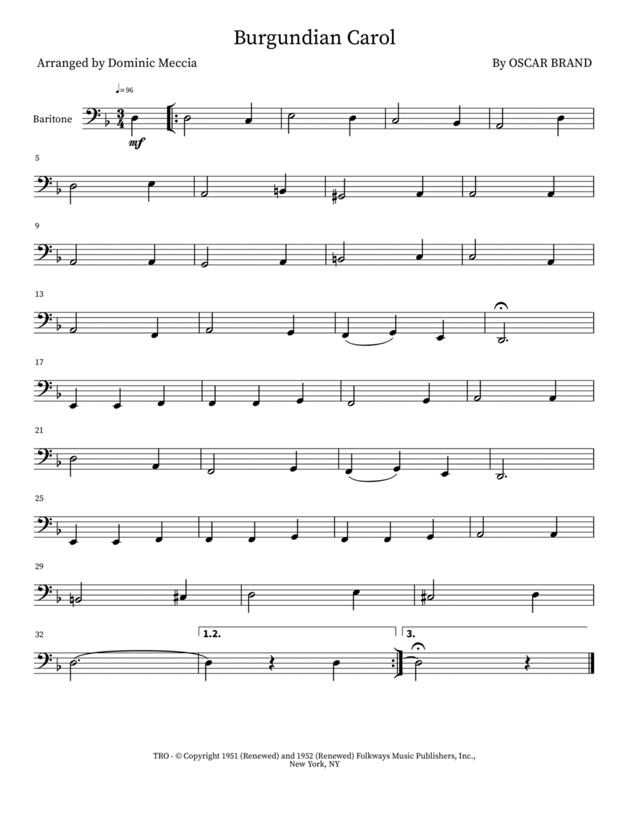 Burgundian Carol Burgundian Carol Baritone Saxophone scores gallery preview page 1