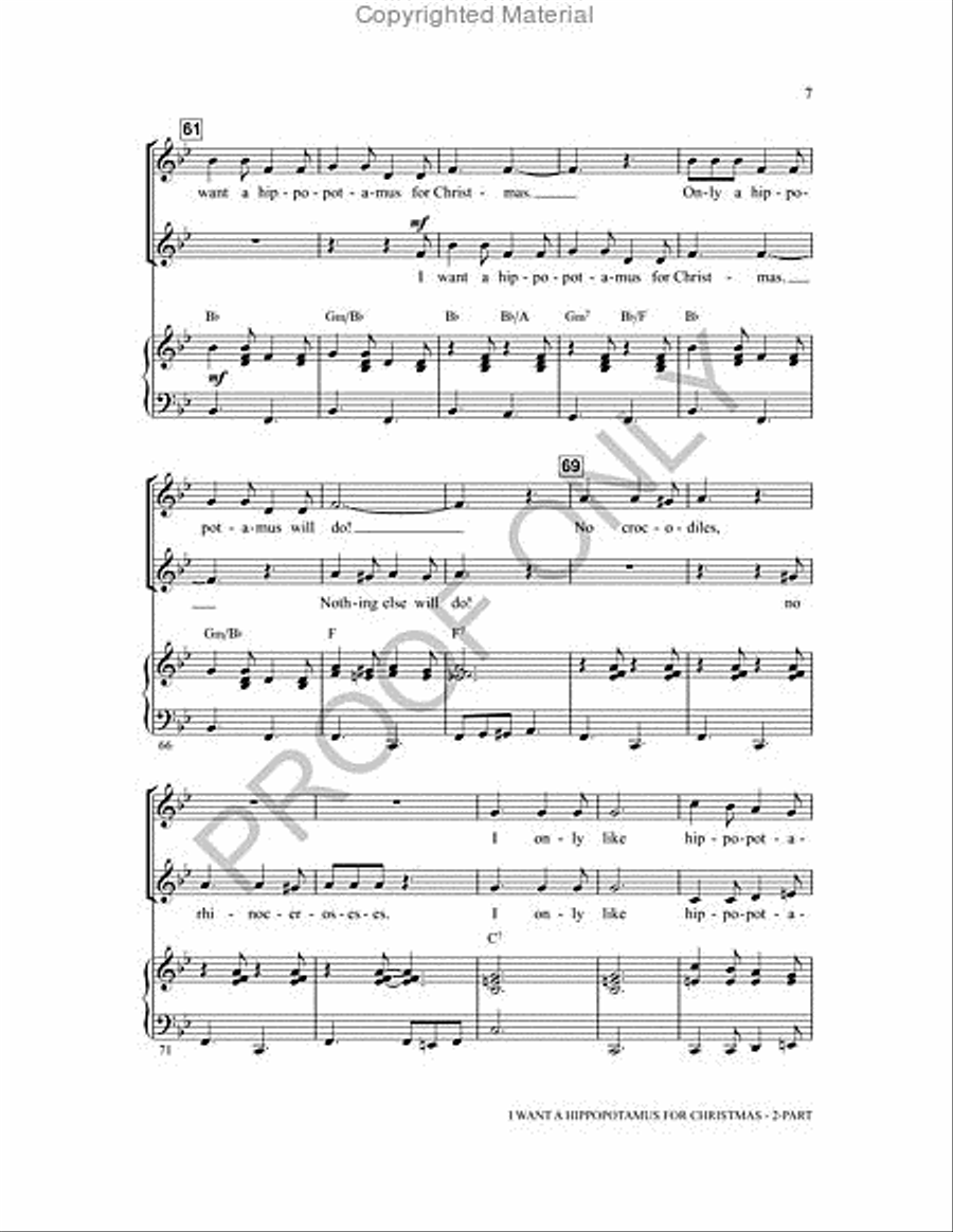 I Want a Hippopotamus for Christmas 2-Part scores gallery preview page 7