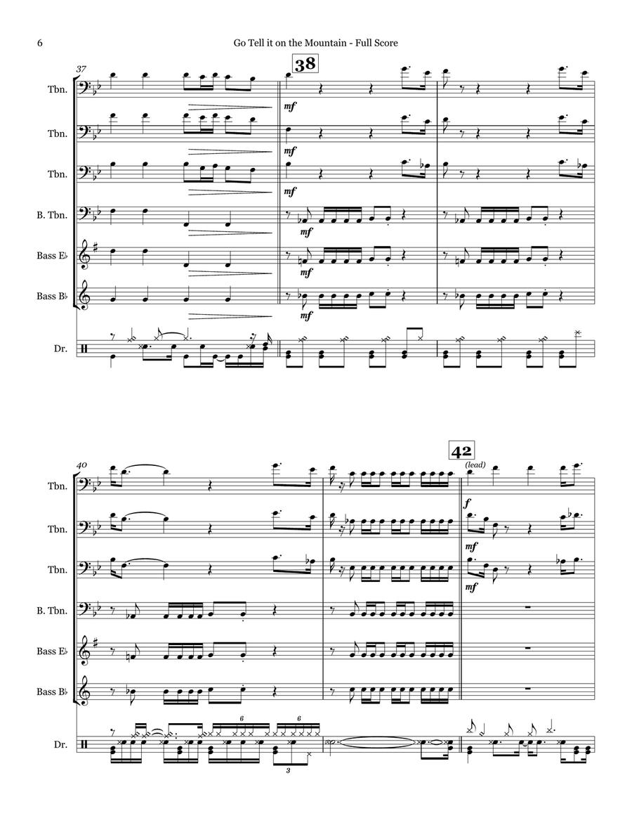 Go Tell it on the Mountain - Trombone Quartet Brass Quartet scores gallery preview page 6