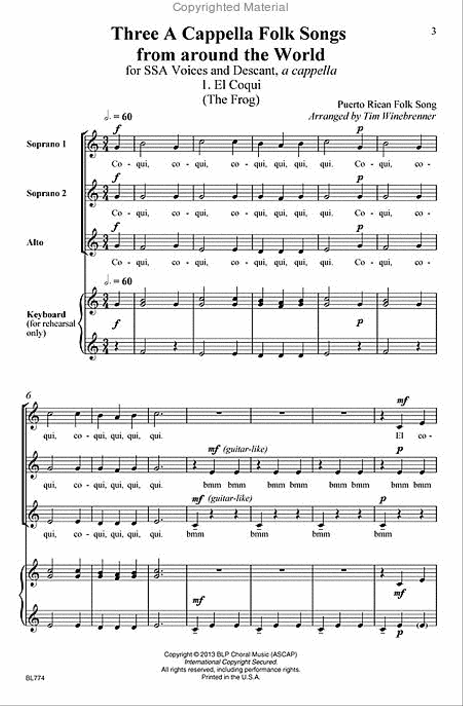 Three A Cappella Folk Songs from Around the World A Cappella scores gallery preview page 2