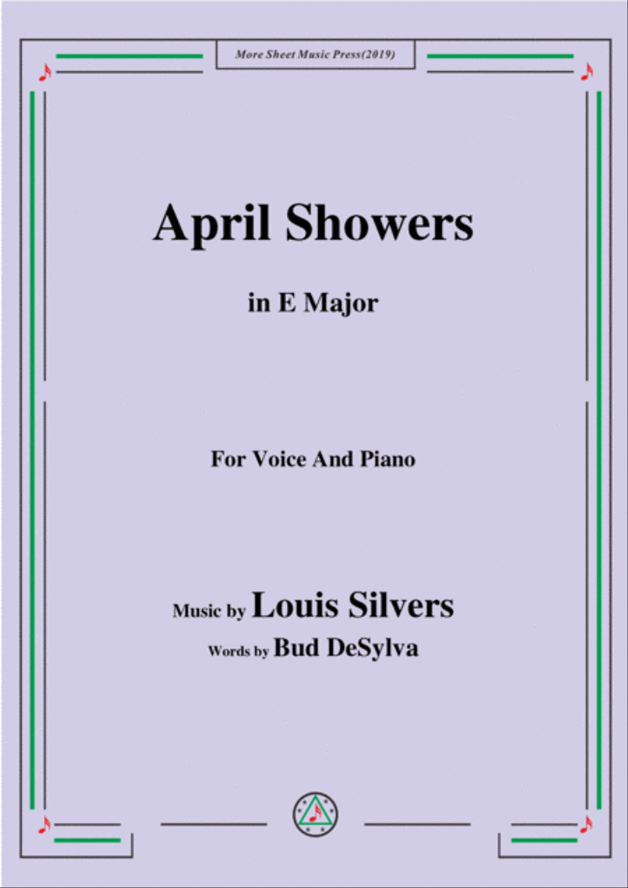 Louis Silvers-April Showers,in E Major,for Voice&Piano Voice scores gallery preview page 1