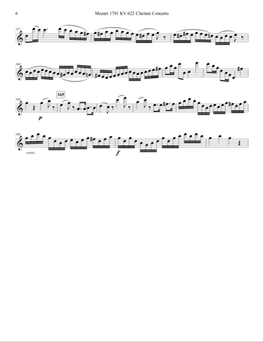 Mozart 1791 KV 622 Clarinet Concerto in A Solo Part Only A Clarinet scores gallery preview page 6