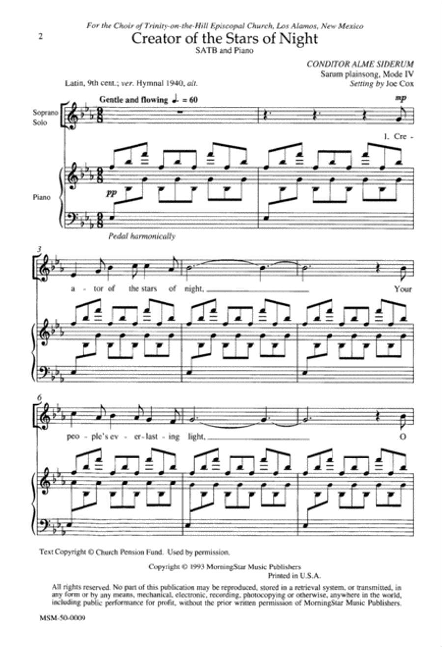 Creator of the Stars of Night 4-Part scores gallery preview page 1