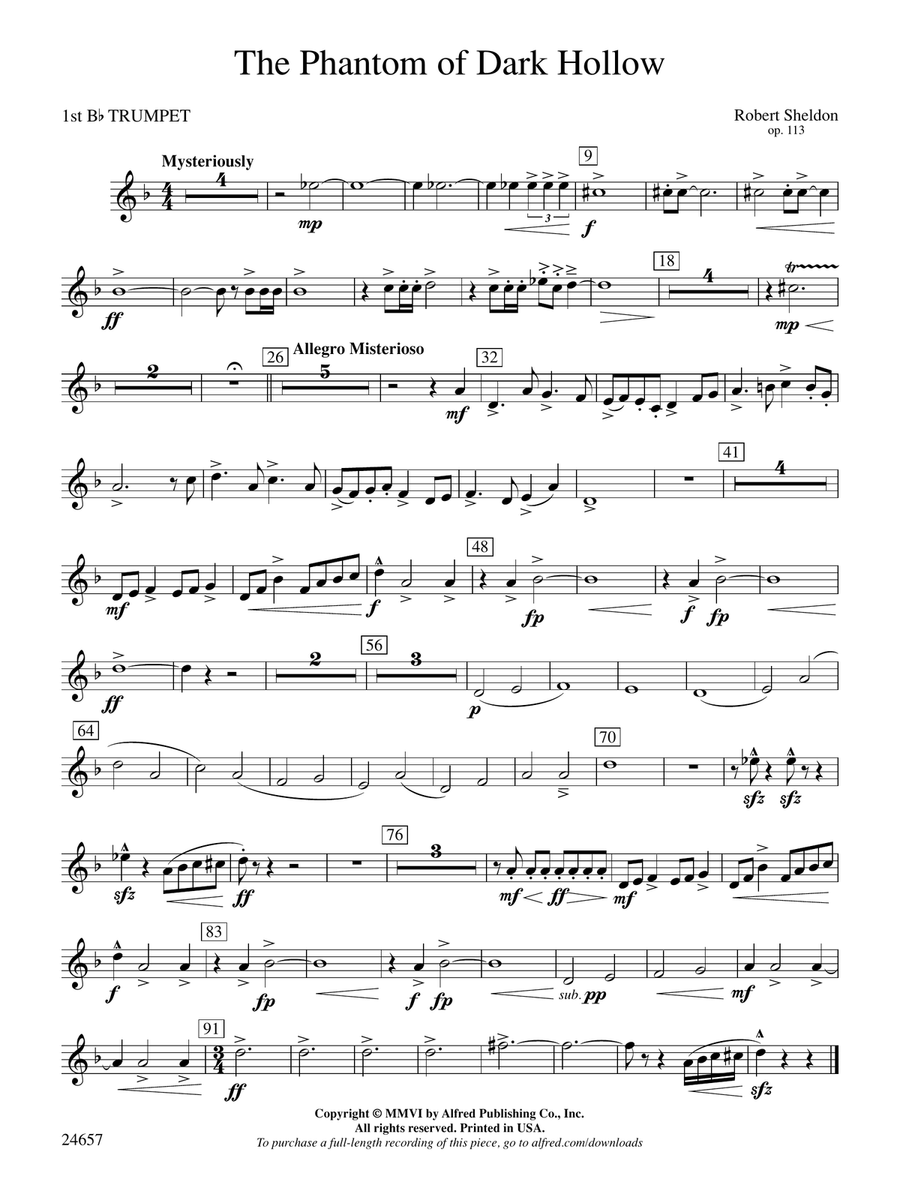 The Phantom of Dark Hollow: 1st B-flat Trumpet