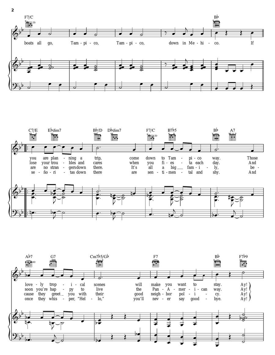 Tampico Tampico Piano, Vocal, Guitar scores gallery preview page 2
