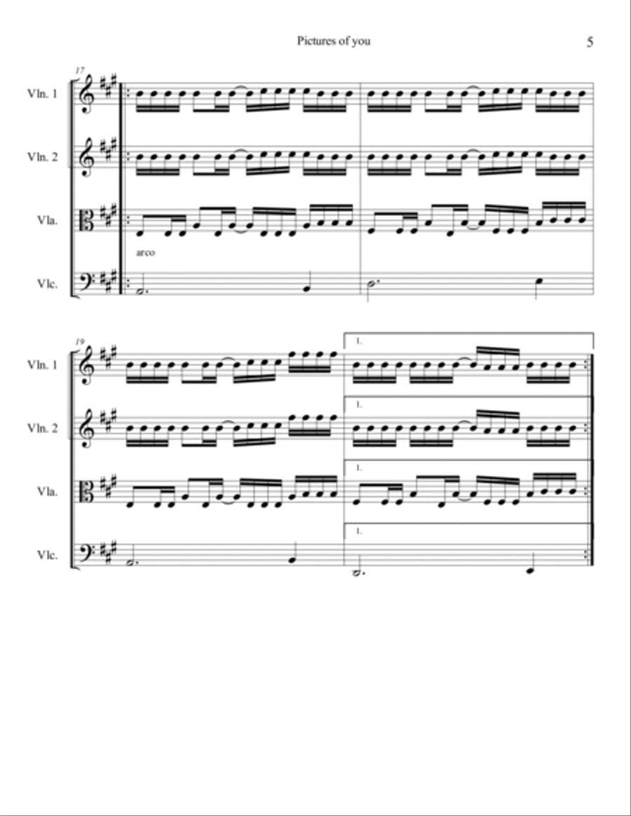Pictures Of You String Quartet scores gallery preview page 5